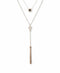 GUESS Gold-Tone Jet Logo, Crystal Cross & Chain Tassel Layered Lariat Necklace